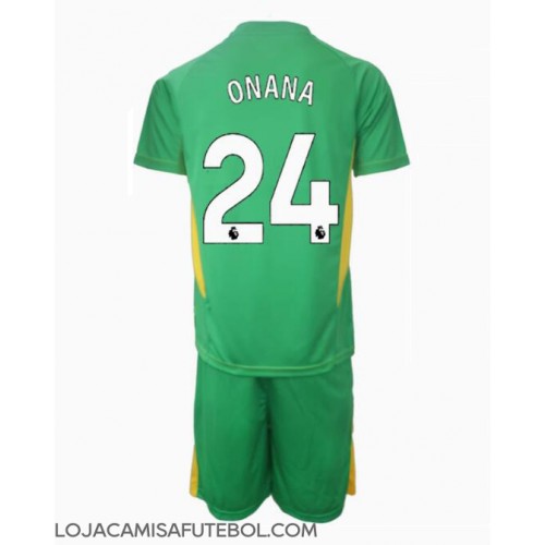 Camisa de Futebol Manchester United Andre Onana #24 Goleiro Equipamento Alternativo Infantil 2024-25 Manga Curta (+ Calças curtas)